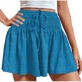 thumbnail image 2 of LEBONYARD Women's Plus Running Shorts,Women's Shorts for a Casual and Comfortable Outfit,Women's Summer Fashion Solid Color Drawstring Shorts Blue S, 2 of 6