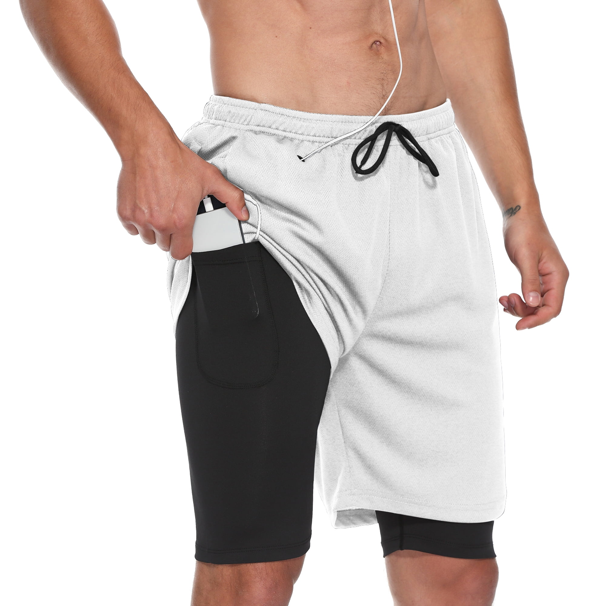 FEDTOSING Mens Running Shorts Quick Dry Lightweight Sports Workout Gym Training Shorts with Zip Pockets 