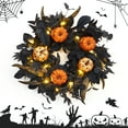 thumbnail image 2 of Festisoul Halloween Wreath with Light for Front Door, 18'' Artificial Pumpkins and Maple Leaves Wreath Decoration for Wall Window Fireplace, 2 of 7
