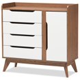 thumbnail image 1 of Baxton Studio Brighton Armoire à Chaussures de Stockage en Blanc et Noyer, 1 of 7