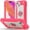 Rose+White, variant on for iPhone 14 Case with Ring Stand, Heavy Duty Military Grade Rugged Shockproof Silicone Rubber Magnetic Kickstand Holder Case for Women Girls For iPhone 14, Rainbow Pink