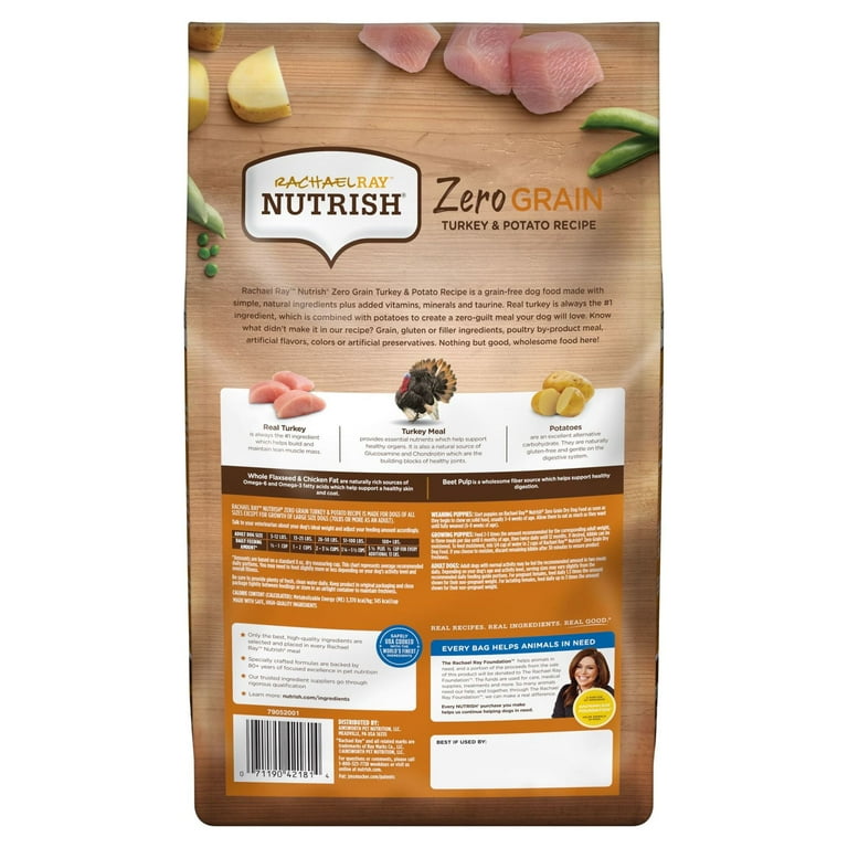 Rachael Ray Nutrish Zero Grain Turkey Potato Recipe Dry Dog Food 5.5 Pound Bag Packaging May Vary