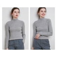 thumbnail image 3 of Womens Knit Mock Turtle Neck Wool Stretch Long Sleeve Pullover Sweater, 3 of 4