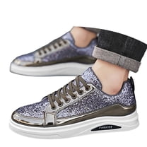 Men's Fashion Sneakers Glitter Sparkly Tennis Shoes Shiny Sequin Low Cut Casual Skate Shoes