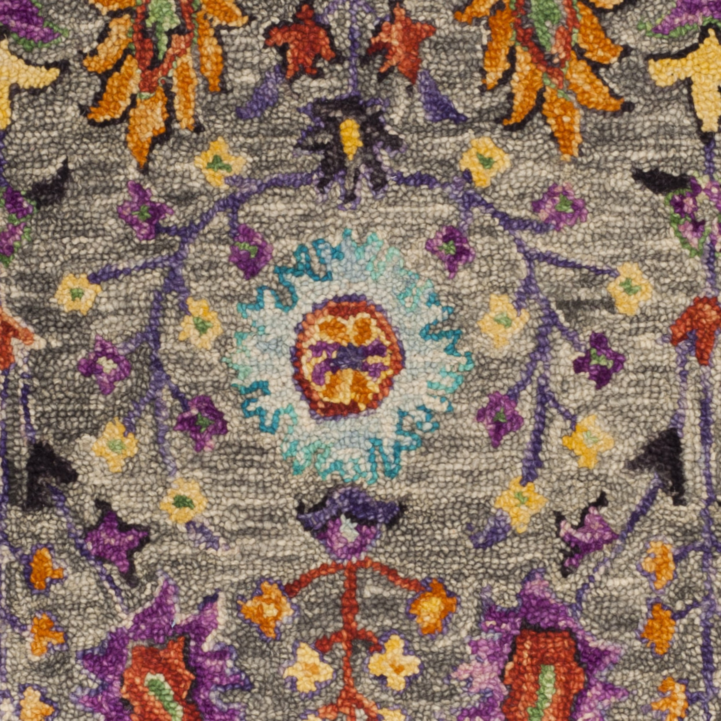 SAFAVIEH Blossom Hamilton Floral Wool Area Rug, Grey/Multi, 8' x 10'