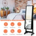 thumbnail image 6 of Costway Jewelry Cabinet Stand Mirror Armoire Lockable Organizer Large Storage Box Black, 6 of 12