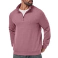 thumbnail image 4 of JWD Mens Quarter Zip Pullover Mock Neck Long Sleeve Casual Sweatshirt Lightweight Knit Top Wine Red L, 4 of 8