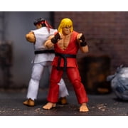 Jada Toys Street Fighter II Ken Action Figure Wave 2 - 6 Tall, Interchangeable Heads, Hands, Fireball Accessory
