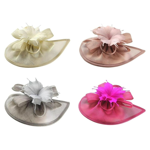 Sombrero tocado Yuyangstore Accesorios para el cabello cóctel Fiesta de té Nupcial Beige Rosa Gris rojo