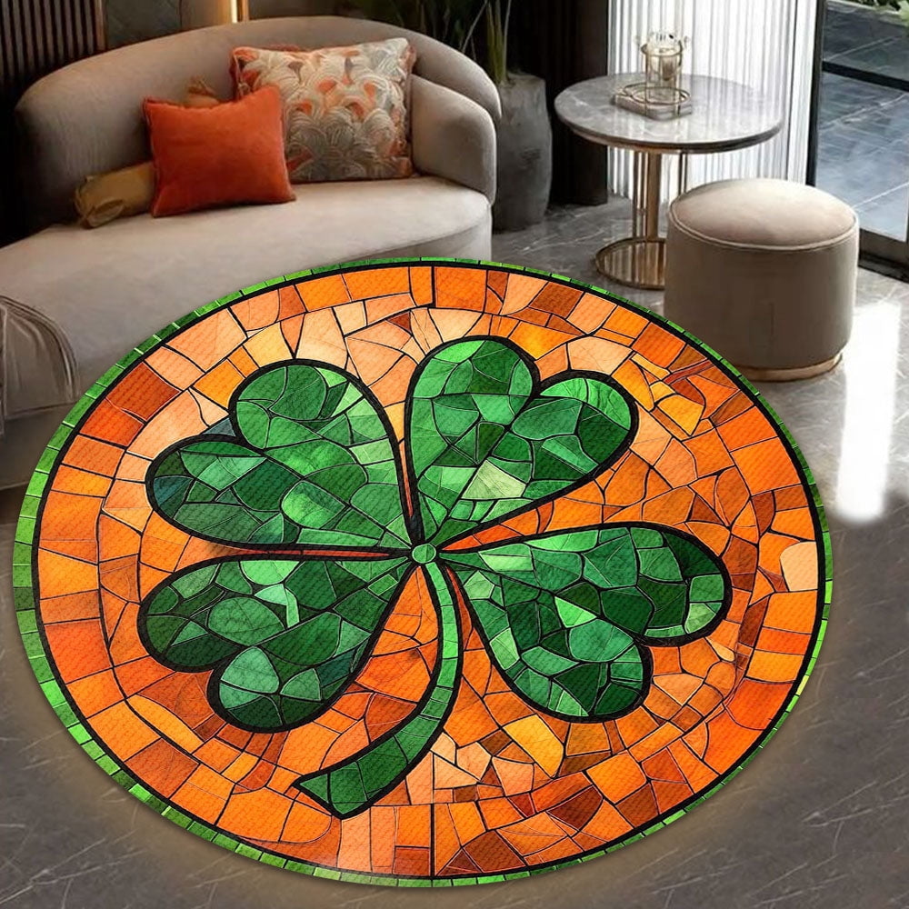 Round Area Rug, Four Non-Slip Floor Mat, Soft Washable Carpet for Living Room Bedroom Decor 71 Inch