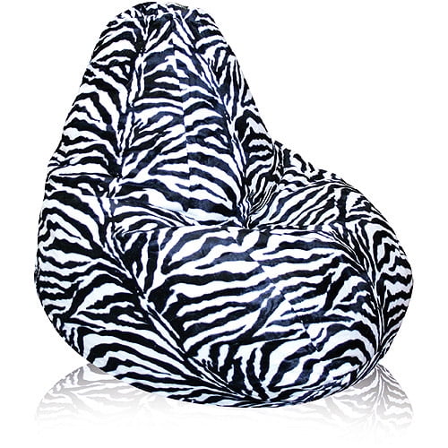 Large Faux Fur, Animal Print Bean Bag, Zebra Print