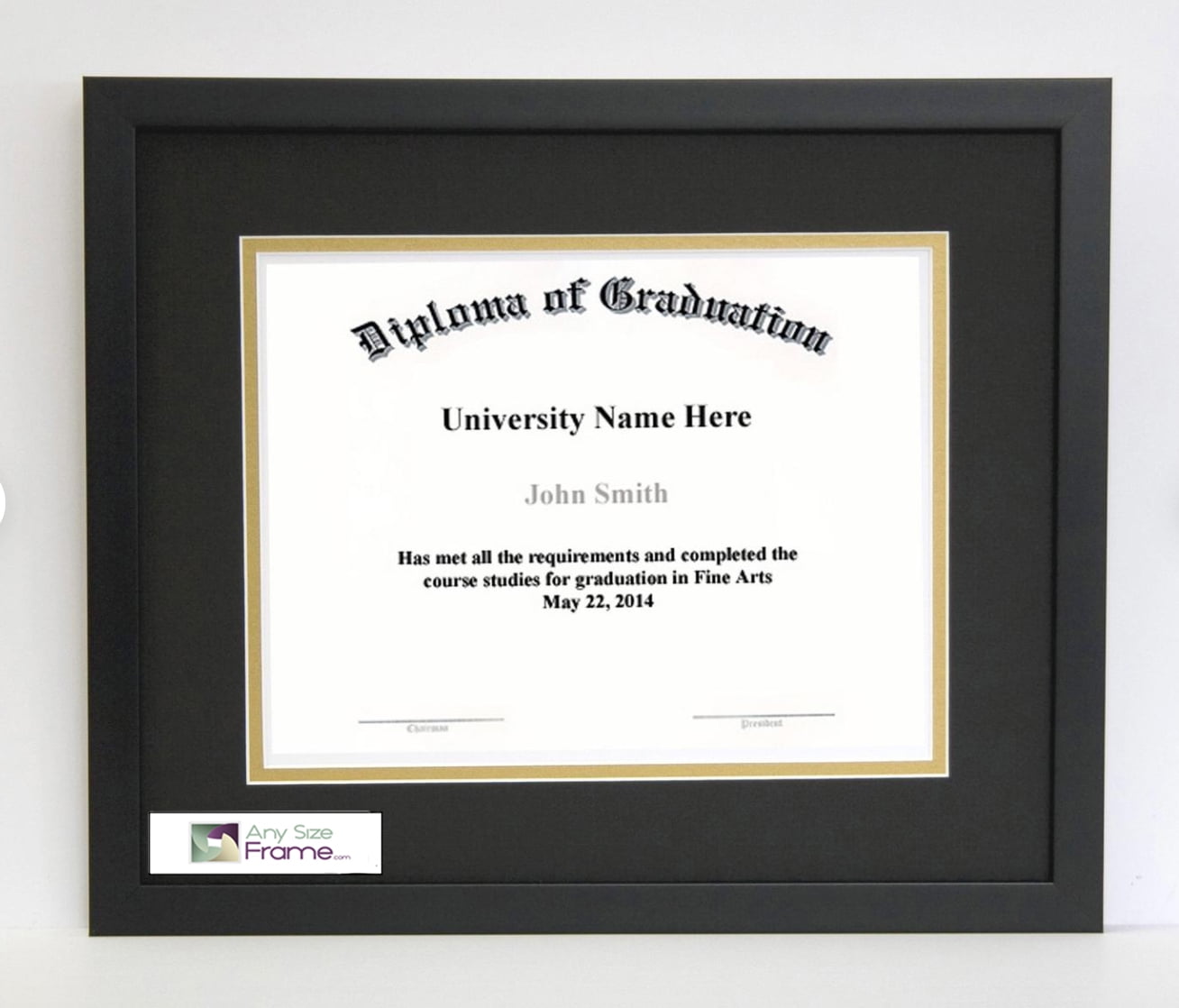 AnySizeFrame 12X16 Thin Satin Black Diploma Frame