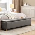 thumbnail image 3 of Tina's Home Storage Bench with 2 Nesting Ottomans,  Upholstered Entryway Bench with Stainless Steel Legs Modern Seating for Living Room, Bedroom  Grey, 3 of 10