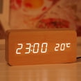 thumbnail image 4 of LED Wooden Digital Alarm Clock Table Clock Temperature Date Snooze USB Alarm Clock Watches, 4 of 5