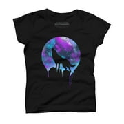 Wolf in Space Girls Black Graphic Tee - Design By Humans  XL