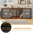 thumbnail image 5 of Craftian Double Dog Crate Furniture with 4 dog bowls, Wood Dual Dog Kennel TV Stand 86.6 inch A Spacious Haven for Your Beloved Pets, Brown, 5 of 9