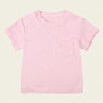 thumbnail image 4 of KPOPLK Newborn Baby Boys T-Shirts Infant Short Sleeve Crewneck Solid Basic Tees Casual Tops 0 3 6 9 18 24 Months Size 6-9 Months,Pink, 4 of 5