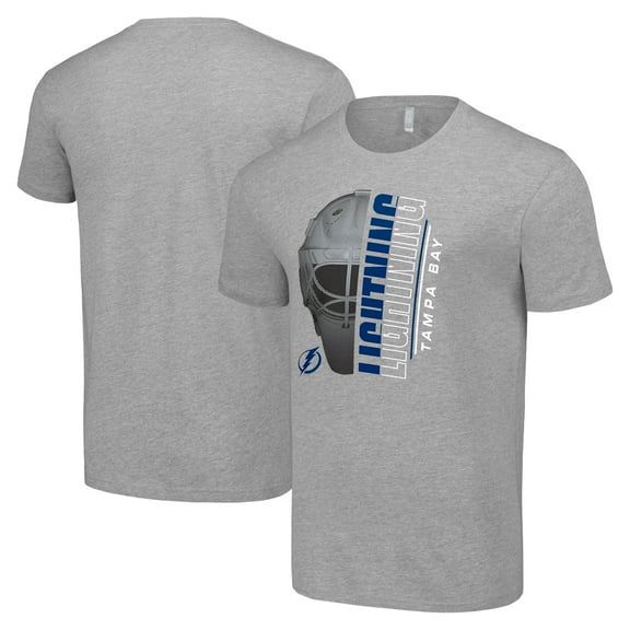 Men's Starter Heather Gray Tampa Bay Lightning Half Helmet Logo T-Shirt