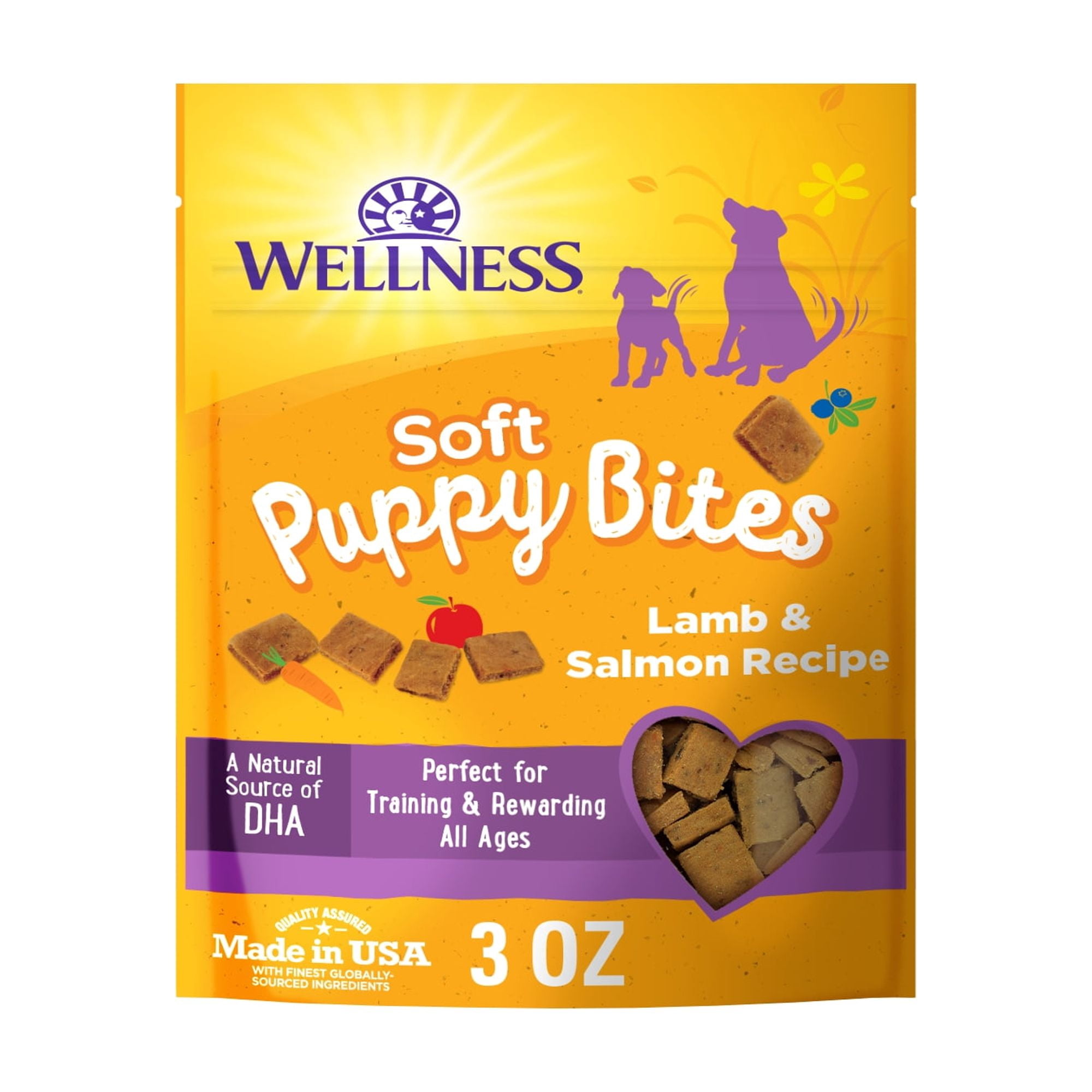 Wellness Puppy Treats, Natural, Training Treat, Grain Free, Soft Lamb & Salmon (3 Ounce bag)