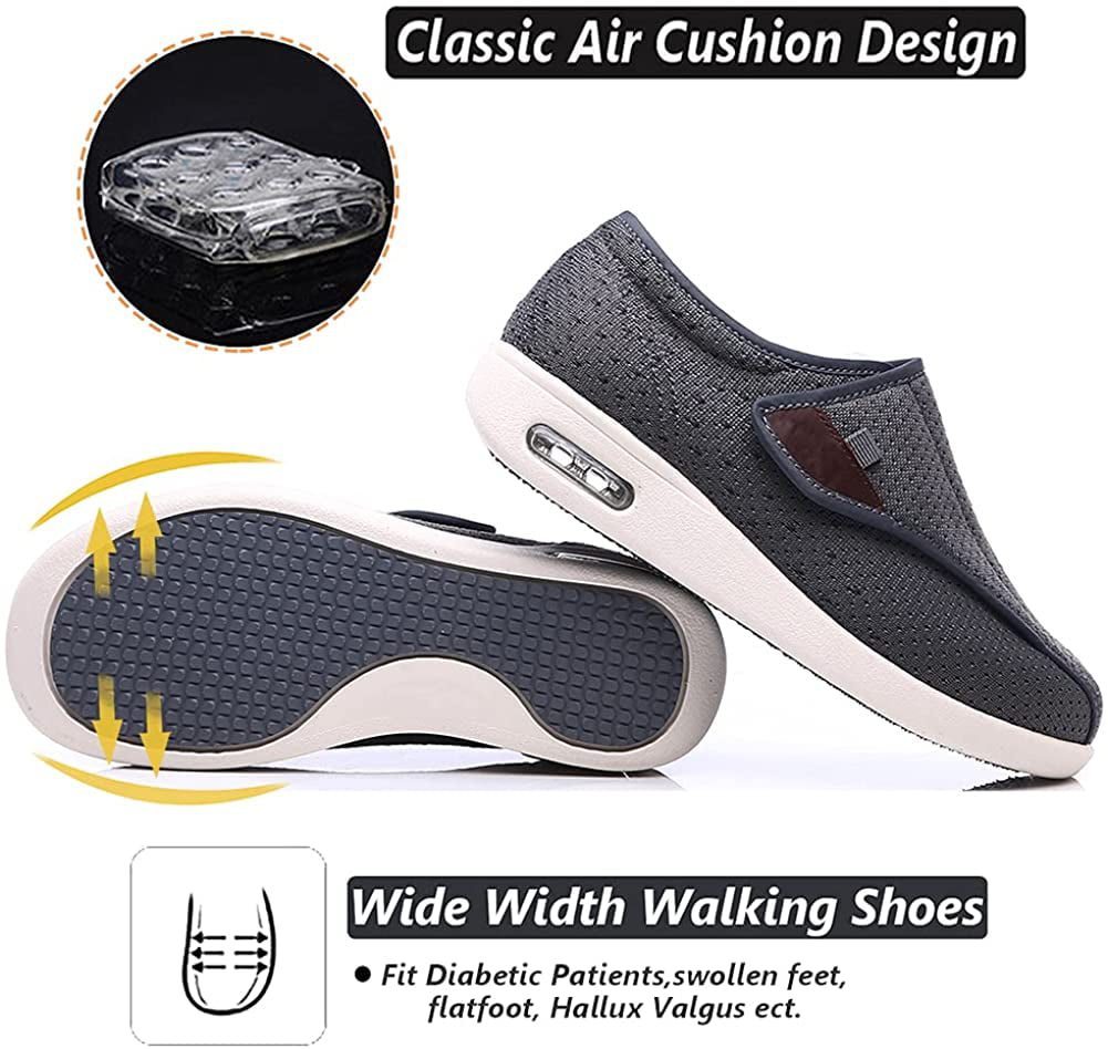 Diabetic Shoes Wide Width for Swollen Feet Elderly Women Outdoor W&Lesvago Breathable Lightweight Adjustable Closure Air Cushion Sneakers 