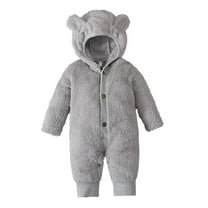 Baby Fleece Jumpsuits, Infant Newborn Plush Sleepwear Hooded Romper Warm Coat Flannel Fleece Jumpsuit Fuzzy Outwear