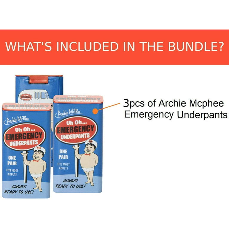 Archie McPhee Emergency Underpants 3 Pack - Compressed Disposable Unisex  Undergarment - Great for Practical Jokes, Stag Party Favors and Game Props