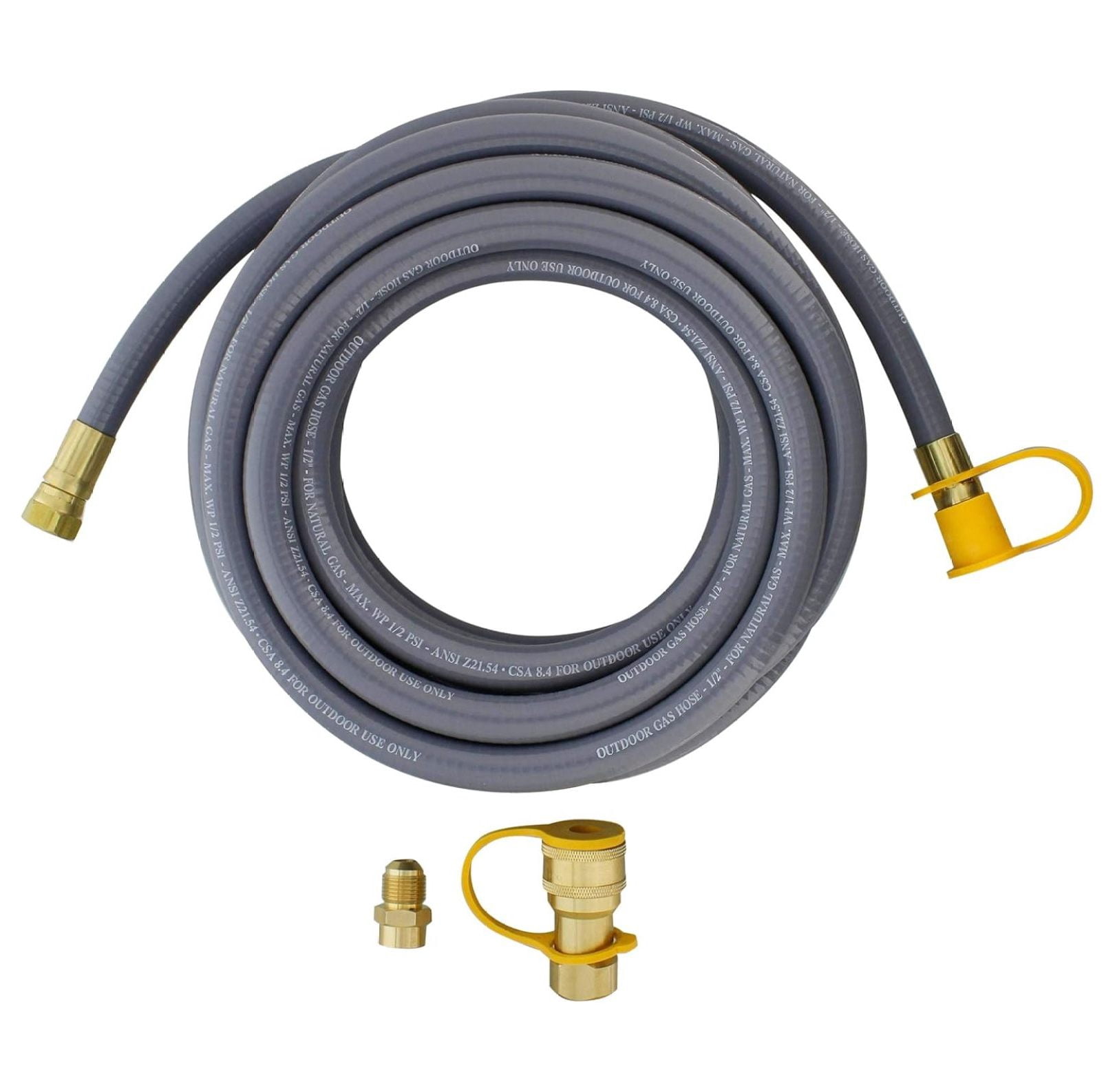 Natural Gas Grill Hose, 24ft - Flexible Gas Line Quick Connect Gas Hose 3/8in Female Flare to 1/2in Male Flare
