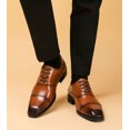 thumbnail image 6 of Santimon Brown Dress Shoes for Men Cap Toe Lace-up Oxofrd Shoes Classic Formal Shoes for Wedding Party US 6.5, 6 of 8