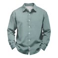 thumbnail image 4 of WULMLEO Men's Cotton Linen Button Down Shirts Long Sleeve Casual Summer Beach Tops Turquoise Polyester, 4 of 5