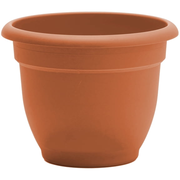 Bloem Ariana 12" Self-Watering Plastic Planter - Rolled Rim Indoor/Outdoor Garden Pot, Terra Cotta