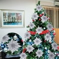 thumbnail image 2 of 15 Pcs Christmas Glitter Flowers Christmas Tree Ornaments Shining Artificial Poinsettia Christmas Flowers Decoration with Clips for Xmas Holiday Wedding Wreath Party Floral Decorations(White), 2 of 5