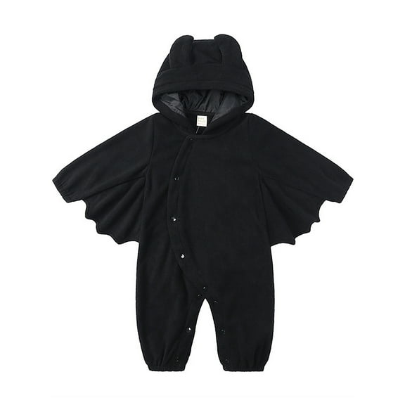 WIBACKER My First Halloween Bat Costume 0-24M Newborn Infant Baby Girl Boys' Hooded Jumpsuit Fleece Bat Romper