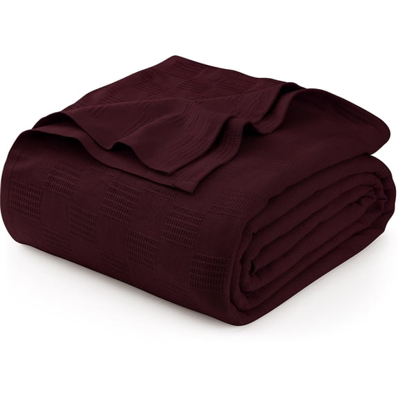 Utopia Bedding 100% Cotton Thermal Blanket Burgundy Queen Size Soft, Lightweight, Breathable, Cozy Spring and Summer Blankets for Bed, Home Room Decor Gifts for Women and Men (90x90 Inches)