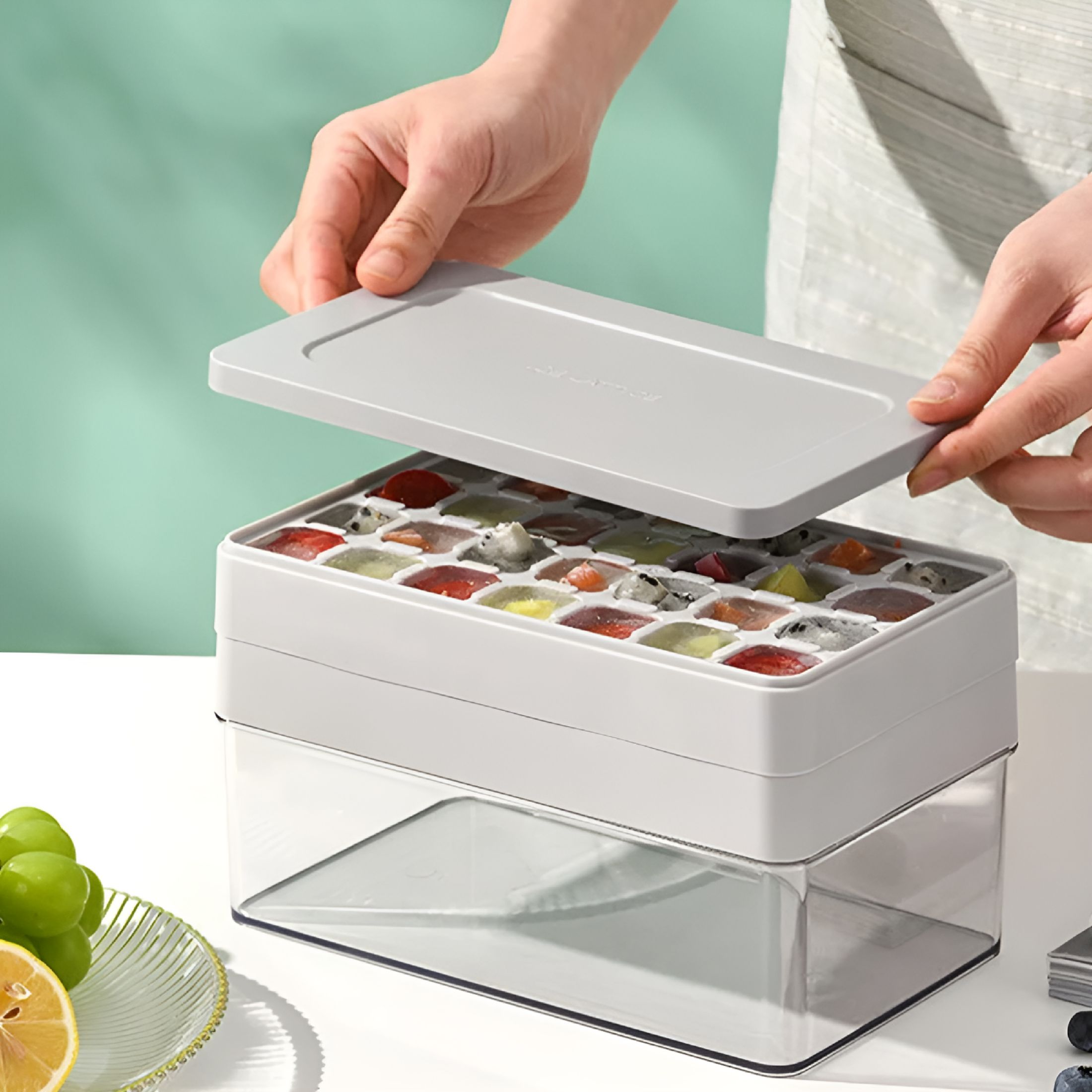 ACDANC 2026 New Ice Cube Tray with Lid and Bin,Ice Trays Ice Maker for Freezer with Container Silicone Ice Cube Tray Mold Easy Release Bpa Free Large Ice Cube Maker for Whiskey,Cocktail