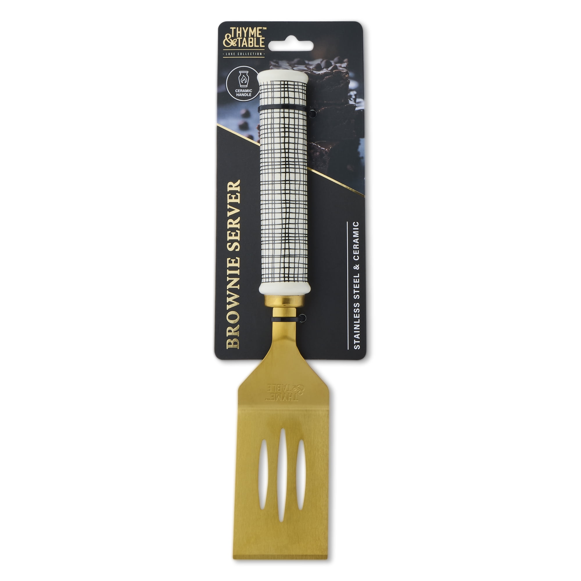 Thyme & Table Stainless Steel and Ceramic Brownie Server