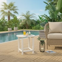 Topcobe 18 Inch Weather Resistant Side Table for Garden Yard Patio, Outdoor Patio Furniture, White