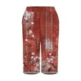 thumbnail image 4 of Charmgo Womens Shorts, Linen Shorts for Women Summer Casual Elastic High Waisted Knee Length Shorts Loose Wide Leg Shorts with Pockets, Summer Shorts for Women Red S, 4 of 5