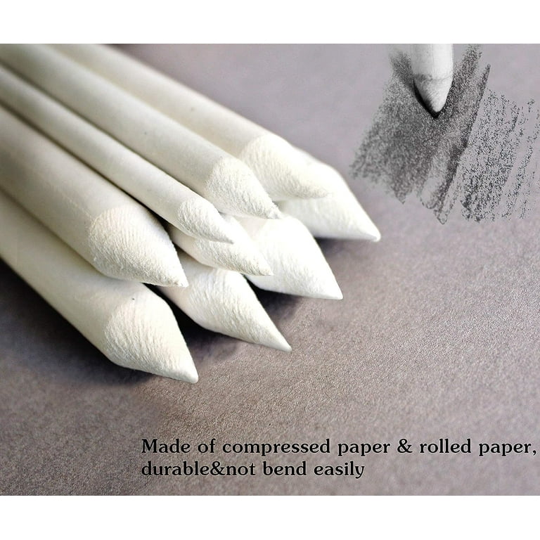 Norocme 12 Pcs Blending Stumps and Tortillions Paper Art Blenders with Sandpaper Pencil Sharpener Pointer for Student Artist Charcoal Sketch Drawing
