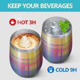 thumbnail image 4 of 12oz Stemless Wine Tumblers Multi Color Plaid Checkered Pattern Vacuum Insulated Stainless Steel Travel Tumbler Cups Mug with Lid and Straw for Champaign,Cocktail,Beer with Cleaning Brush, 4 of 5