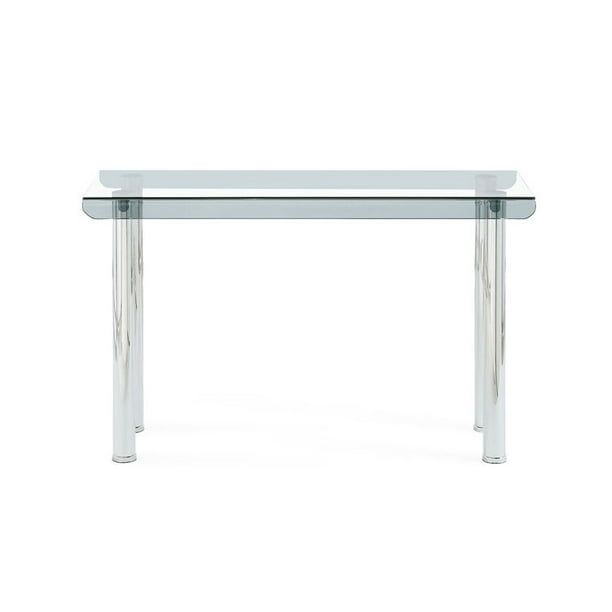 Global Furniture T6080 Tubular Silver Base Console Table In Clear Metal Com Global Furniture T6080 Tubular Silver, Global Furniture Console Table