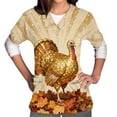 thumbnail image 3 of Feancey Nursing Shirts for Women Funny Turkey Print Scrub Tops Thanksgiving Short Sleeve V Neck Working T-Shirt Holiday Nurse Casual Loose Scrubs with Pockets Multicolor XXL, 3 of 7