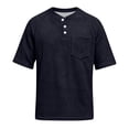 thumbnail image 5 of Havenx Men's Henley Shirt Waffle Short Sleeve T-Shirt Button Down Solid Color Tee with Chest Pocket Regular Fit Loose Breathable Summer Fashion Top,Navy M, 5 of 5