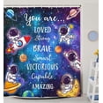 thumbnail image 3 of Kids Shower Curtain, Cartoon Galaxy Child Cute Astronaut Rocket Fabric Bathroom Curtains, Funny Boy Outer Space Bathroom Shower Curtain with 12PCS Hooks, 70X75IN, 3 of 3