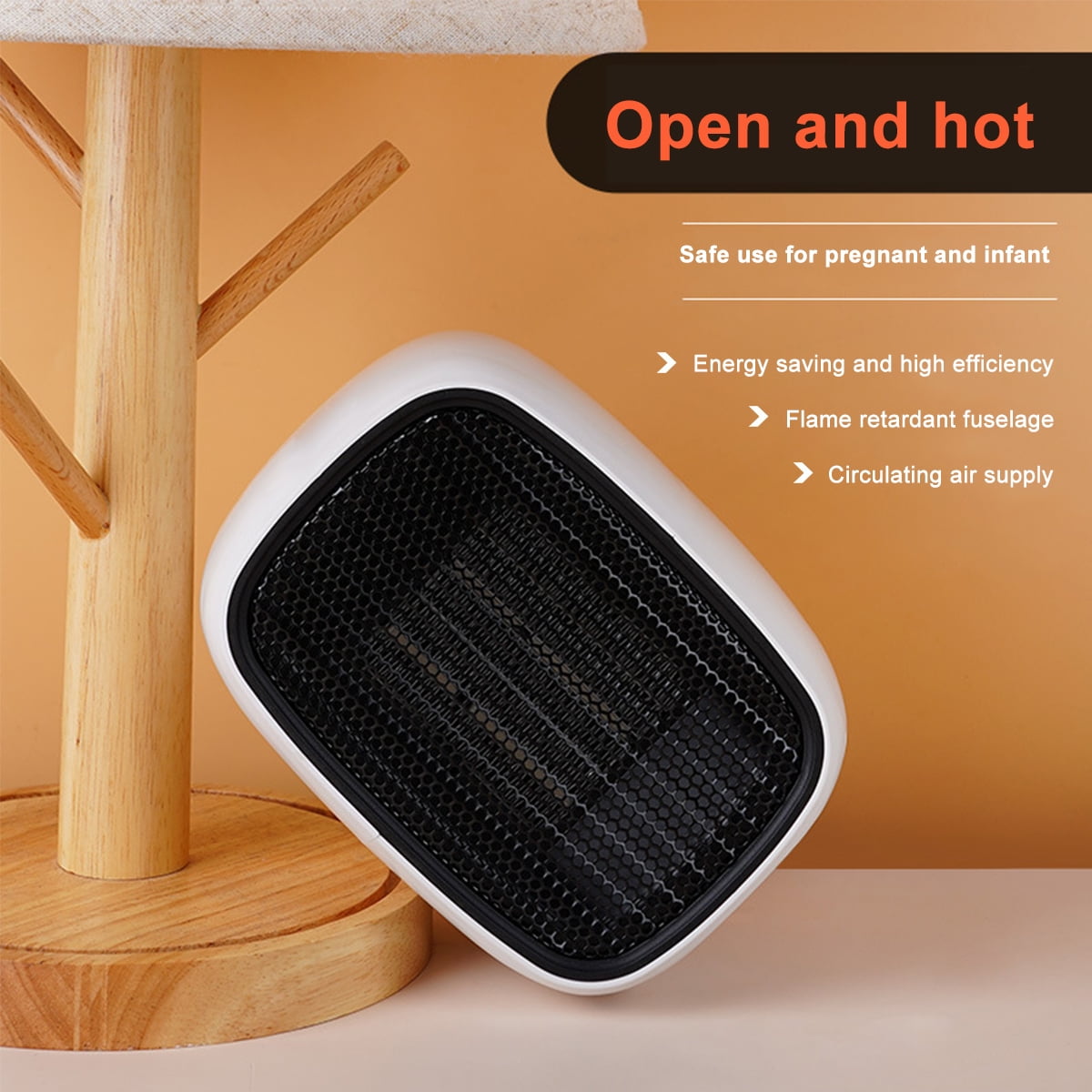 Hands DIY 500W Mini Electric Heater Portable Fan Heater with 2 Fan