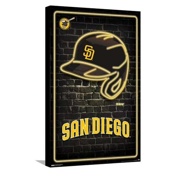 MLB San Diego Padres - Neon Helmet 23 Canvas Wall Poster, 14.725" x 22.375"