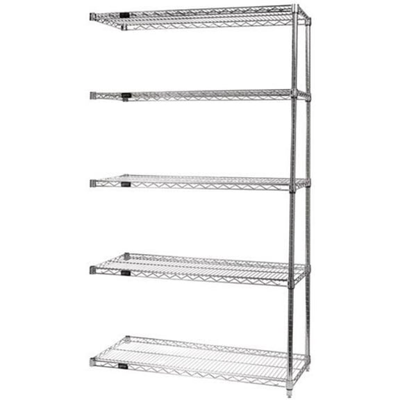 Quantum Storage AD54-1436C-5 5-Shelf Chrome Wire Shelving Add-On Unit - 14 x 36 x 54 in.