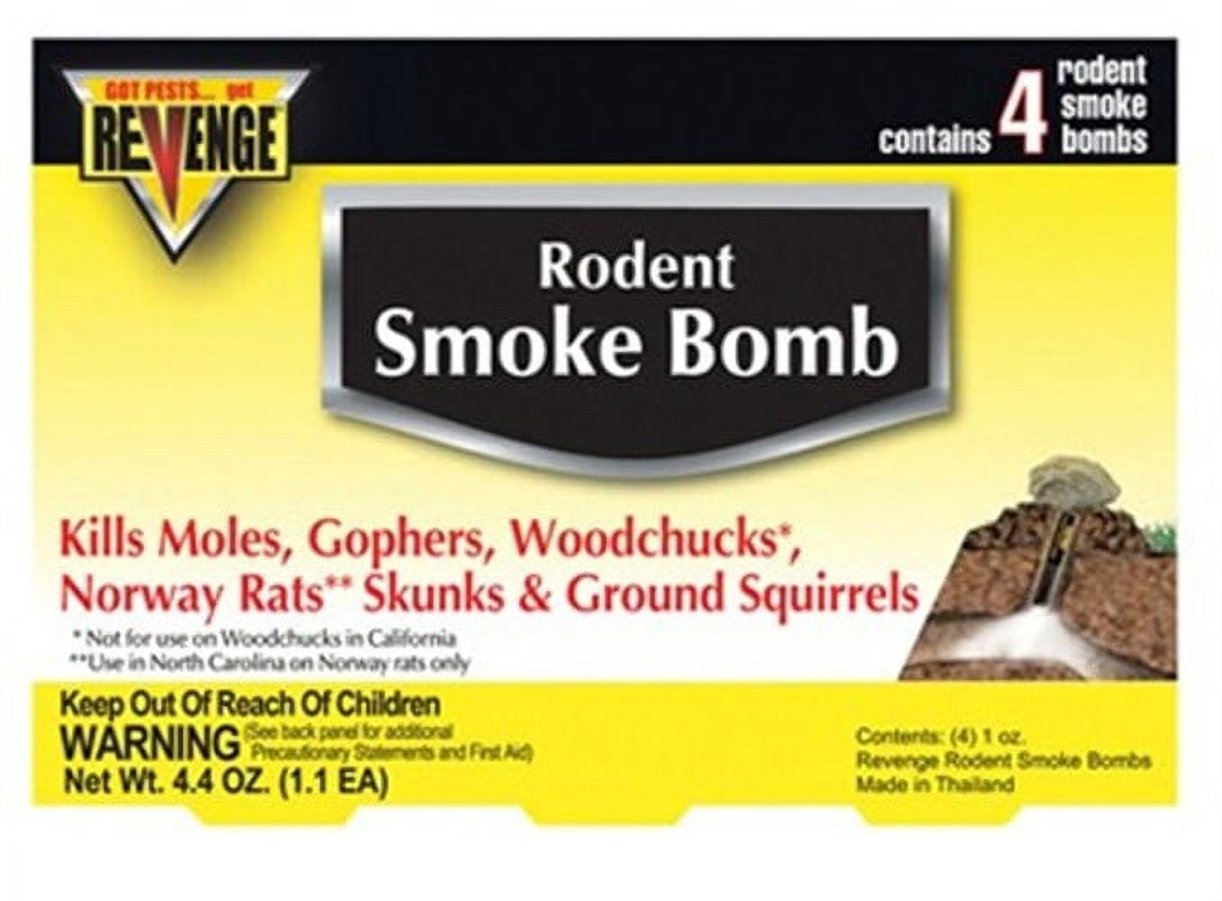Bonide (BND61110) - Revenge Rodent Smoke Bombs, Mole and Gopher Killer, Poison, Repellent, Trap (4 Pack)
