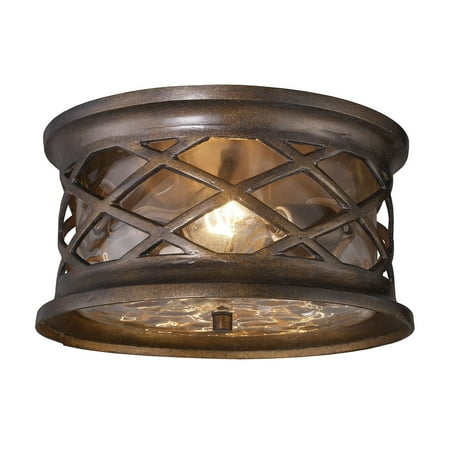 - New Product ELK Lighting The Barrington Gate 2 Light Outdoor Flush Mount In Hazelnut Bronze 42037/2 Sold By VaasuHomes