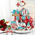 thumbnail image 4 of Harupink Valentine's Day Tiered Tray Decor Delicate Wooden Valentine Tabletop Decor Valentine Tray Decoration Lightweight Tiered Tray Sign for Tabletop Party, 4 of 8