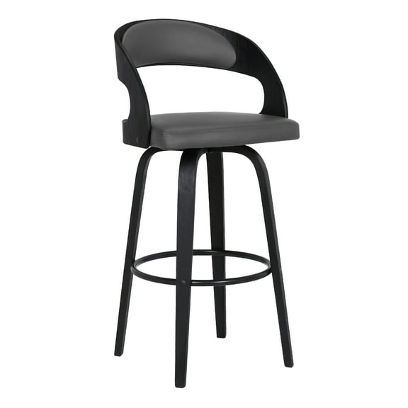 Armen Living Shelly 26" Modern Faux Leather Counter Stool in Black and Gray